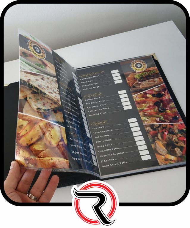 Cafe ve Restaurant Menü Baskı - Pvc, deri, plastik